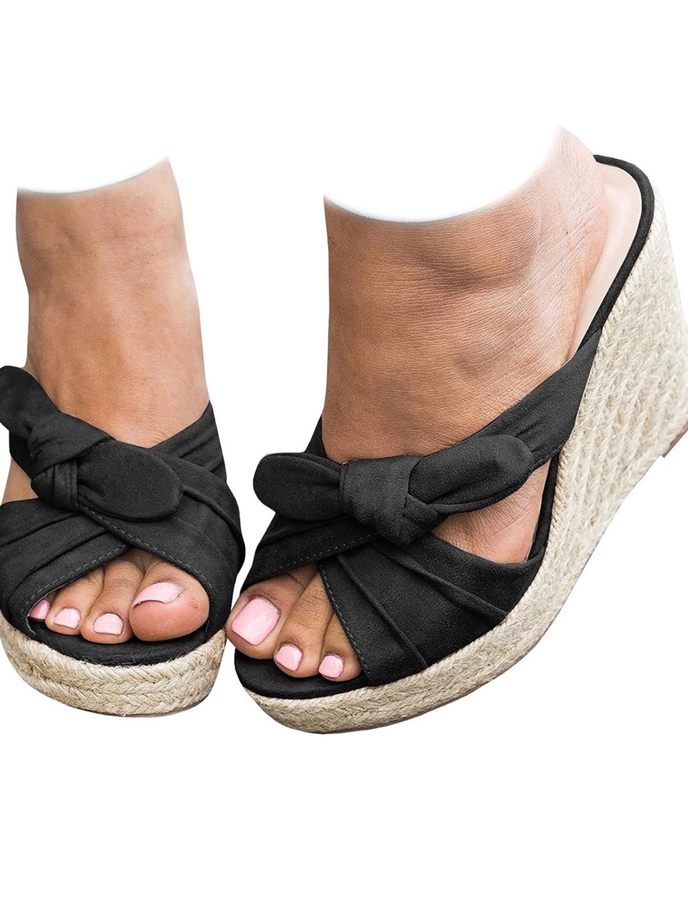 NWT Black Espadrille Wedge Sandals - Size 7.5 (Never Worn)